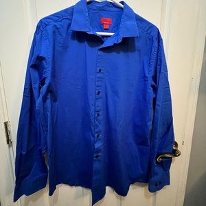 Men’s Slim Fit Dress shirt long sleeve large royal blue
